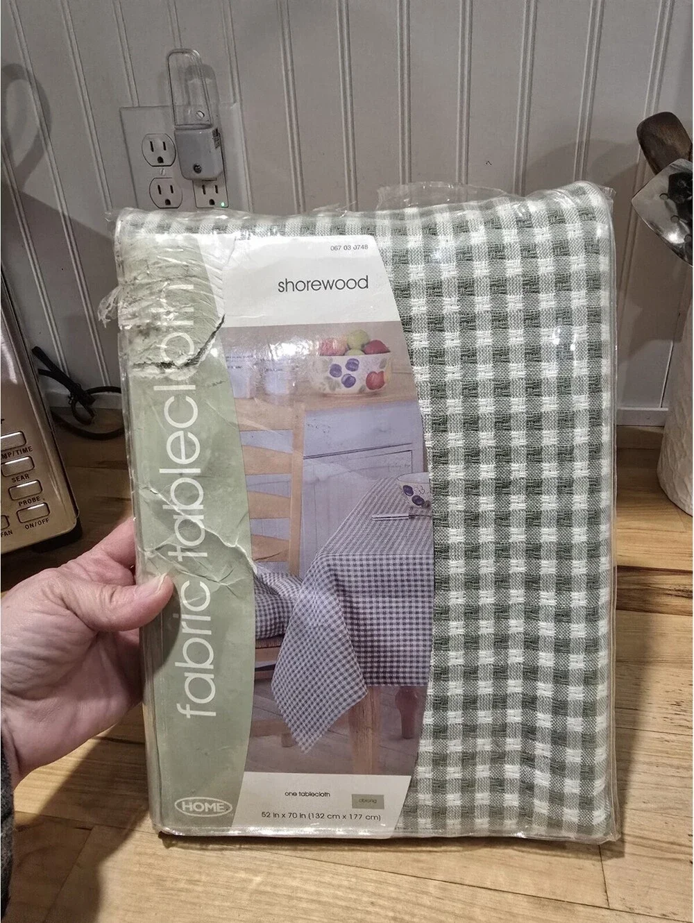 Tablecloth Green & White Gingham By Home From Polyester Cotton Blend 52
